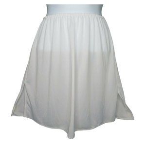 Vintage 90s Vassarette White Satin Half Slip S Side Slit Knee Length Skirt Slip